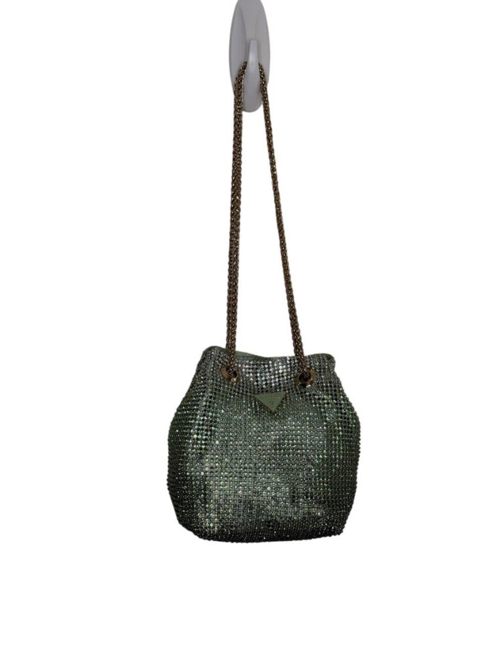 Guess Zalina Mini Purse Handbag Mesh Rhinestone Celadon Blue Green Gold NWT - Picture 2 of 12